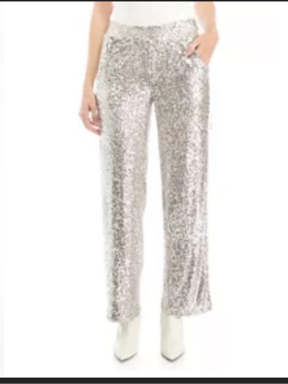 Cable & Gauge Silver Sequin Fabric pants NWT M